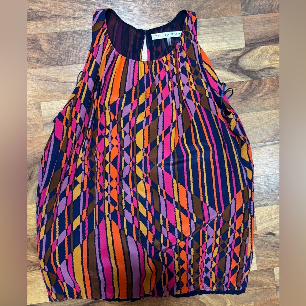 Trina Turk Tank Top Silk Women’s Size Small Office Business Colorful - Picture 1 of 5